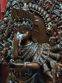 Buddhist Statue Of Ganesh, [chocolate And Silver Oxidized]