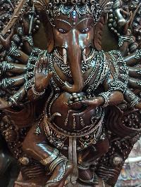 Buddhist Statue Of Ganesh, [chocolate And Silver Oxidized]
