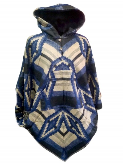 Dhaka Poncho, With Fleece Lining And Hood, Fashionable, Durable, And Warm, With Dhaka Pattern Design