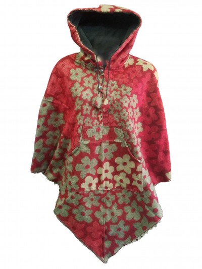 Dhaka Poncho, With Fleece Lining And Hood, Fashionable, Durable, And Warm, With Dhaka Pattern Design