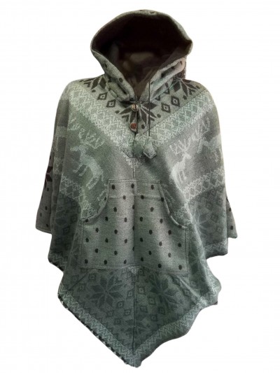 Dhaka Poncho, With Fleece Lining And Hood, Fashionable, Durable, And Warm, With Dhaka Pattern Design