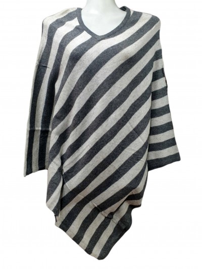 Nepali Handmade Pashmina Poncho, Panchu, [best Quality], Stripe Ver 2