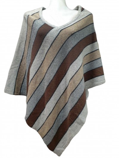 Nepali Handmade Pashmina Poncho, Panchu, [best Quality], Stripe Ver 1
