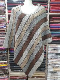Nepali Handmade Pashmina Poncho, Panchu, [best Quality], Stripe Ver 1