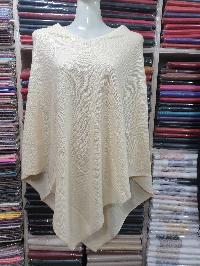 Nepali Handmade Pashmina Poncho, Panchu, [best Quality], Off White