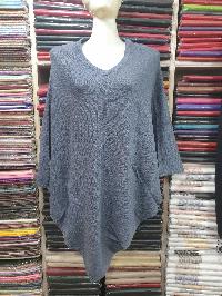 Nepali Handmade Pashmina Poncho, Panchu, [best Quality], Grey