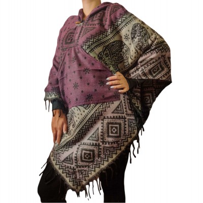 Dhaka Poncho, With Fleece Lining And Hood, Fashionable, Durable, And Warm, With Dhaka Pattern Design