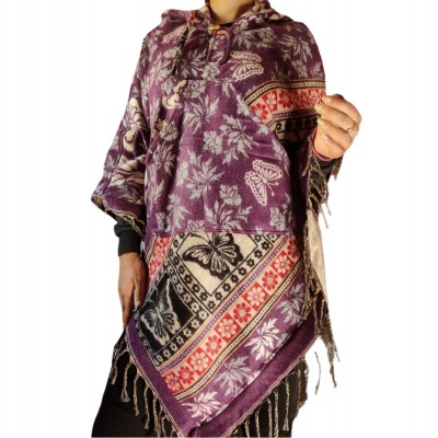 Dhaka Poncho, With Fleece Lining And Hood, Fashionable, Durable, And Warm, With Dhaka Pattern Design