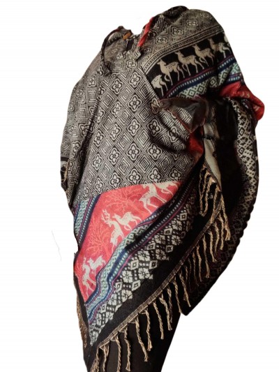 Dhaka Poncho, With Fleece Lining And Hood, Fashionable, Durable, And Warm, With Dhaka Pattern Design