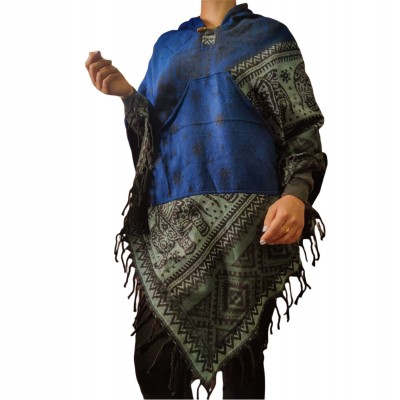 Dhaka Poncho, With Fleece Lining And Hood, Fashionable, Durable, And Warm, With Dhaka Pattern Design