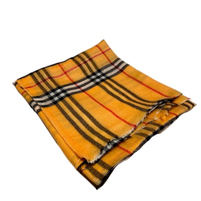 Ring Shawl,a Thin, Soft, And Light Shawl For All-weather Use, Two-ply Wool, Real Pashmina Wool, Yellow With Stripes