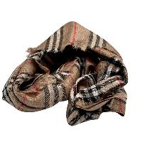 Ring Shawl,a Thin, Soft, And Light Shawl For All-weather Use, Two-ply Wool, Real Pashmina Wool, Brown With Stripes