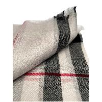 Ring Shawl,a Thin, Soft, And Light Shawl For All-weather Use, Two-ply Wool, Real Pashmina Wool, White With Stripes