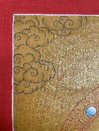 Tibetan Buddhist Thangka Of [green Tara], Real 24k Gold, [hand Painted]