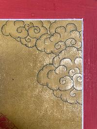 Tibetan Buddhist Thangka Of [green Tara], Real 24k Gold, [hand Painted]