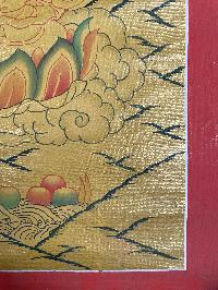 Tibetan Buddhist Thangka Of [green Tara], Real 24k Gold, [hand Painted]