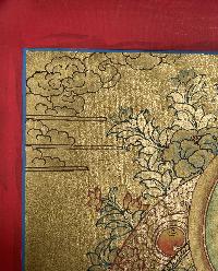 Tibetan Buddhist Thangka Of [maitreya Buddha], Real 24k Gold, [hand Painted]