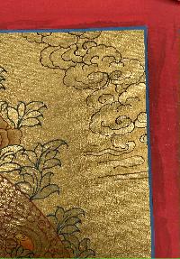 Tibetan Buddhist Thangka Of [maitreya Buddha], Real 24k Gold, [hand Painted]
