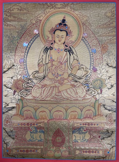 Tibetan Buddhist Thangka Of [vajrasattva], Real 24k Gold, [hand Painted]