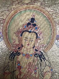 Tibetan Buddhist Thangka Of [vajrasattva], Real 24k Gold, [hand Painted]
