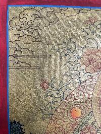 Tibetan Buddhist Thangka Of [maitreya Buddha], Real 24k Gold, [hand Painted]