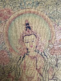 Tibetan Buddhist Thangka Of [maitreya Buddha], Real 24k Gold, [hand Painted]
