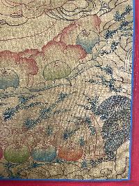 Tibetan Buddhist Thangka Of [yellow Jambhala], Real 24k Gold, [hand Painted]