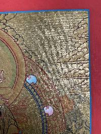 Tibetan Buddhist Thangka Of Vajrasattva With Consort, [shakti], Yab-yum, Real 24k Gold, [hand Painted]