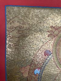 Tibetan Buddhist Thangka Of [medicine Buddha], Real 24k Gold, [hand Painted]