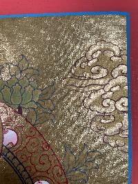 Tibetan Buddhist Thangka Of [medicine Buddha], Real 24k Gold, [hand Painted]