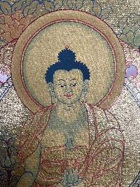 Tibetan Buddhist Thangka Of [medicine Buddha], Real 24k Gold, [hand Painted]