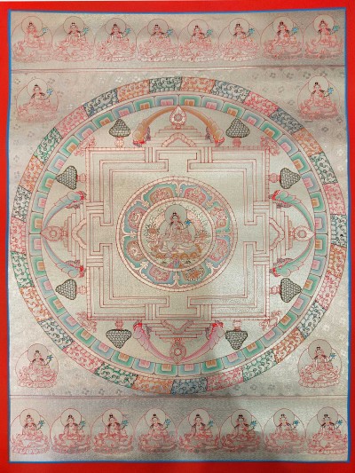 Tibetan Buddhist Thangka Of [green Tara Mandala], Real 24k Gold, [hand Painted]