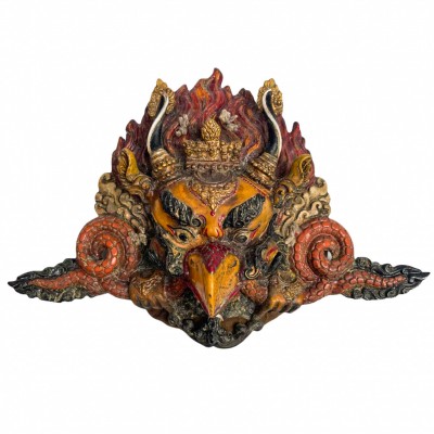 Buddhist Handmade Mask Of Garuda, [antique, Yellow Color]