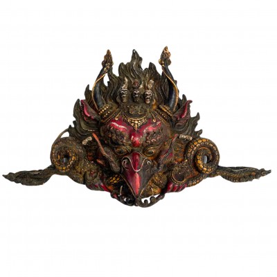 Buddhist Handmade Mask Of Garuda, [antique, Red Color]