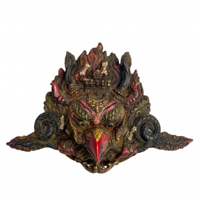 Buddhist Handmade Mask Of Garuda, [antique, Red Color]