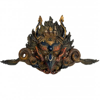 Buddhist Handmade Mask Of Garuda, [antique, Blue Color]