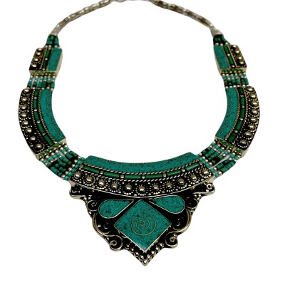 Handmade Nepali [tribal] Necklace, With [stone Setting]
