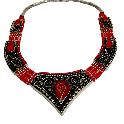 Handmade Nepali [tribal] Necklace, With [stone Setting]