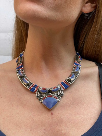 Handmade Nepali [tribal] Necklace, With [stone Setting]