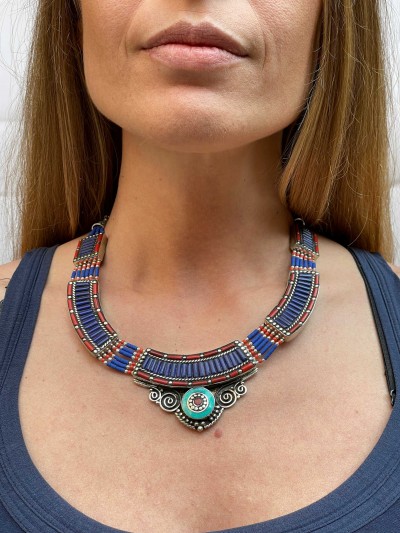 Handmade Nepali [tribal] Necklace, With [stone Setting]