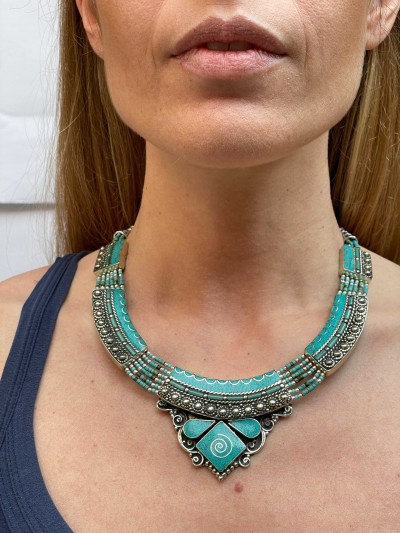 Handmade Nepali [tribal] Necklace, With [stone Setting]