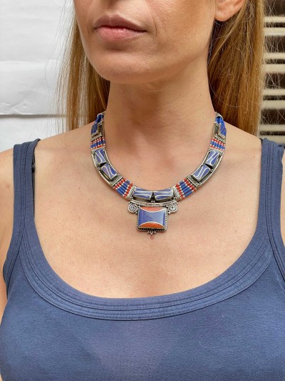 Handmade Nepali [tribal] Necklace, With [stone Setting]