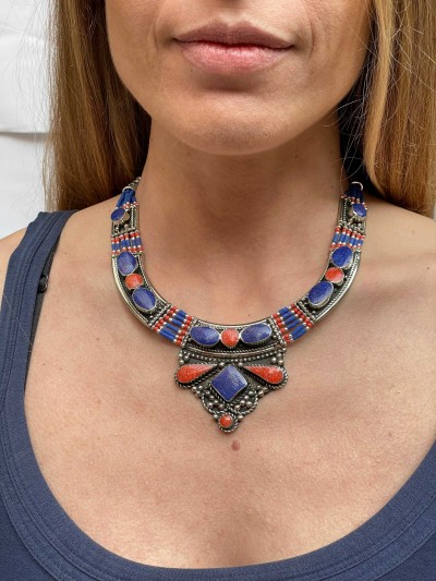 Handmade Nepali [tribal] Necklace, With [stone Setting]