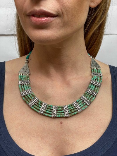 Handmade Nepali [tribal] Necklace, With [stone Setting]