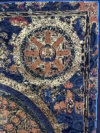 Tibetan Buddhist Thangka Painting Of Pancha Buddha Mandala, [hand Painted]