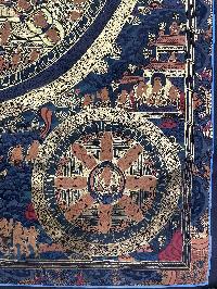 Tibetan Buddhist Thangka Painting Of Pancha Buddha Mandala, [hand Painted]