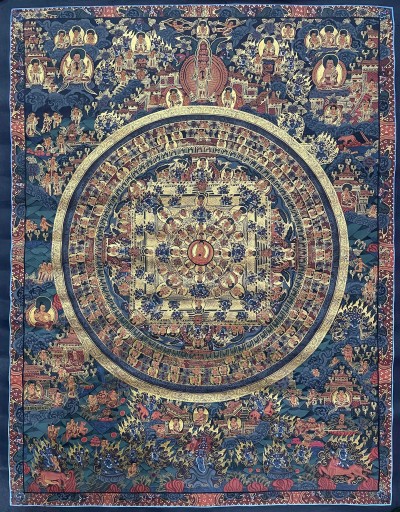 Tibetan Buddhist Thangka Painting Of Buddha Mandala, [hand Painted]