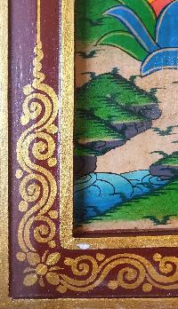 Tibetan Buddhist Thangka Painting Of Chenrezig, [wooden Frame]