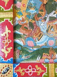 Tibetan Buddhist Thangka Painting Of Green Tara, [wooden Frame]