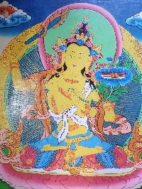 Tibetan Buddhist Thangka Painting Of Manjushri, [wooden Frame]
